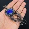 Lapis Lazuli Gemstone Copper Wire Wrap Beautiful Handmade Pendant Designer Jewelry