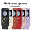 Ring Holder Cards Solt Wallet Leather Case For Samsung Galaxy Z Flip 5 4 3 5G Wristband Case Flip4 Flip3 Stand Shockproof Cover