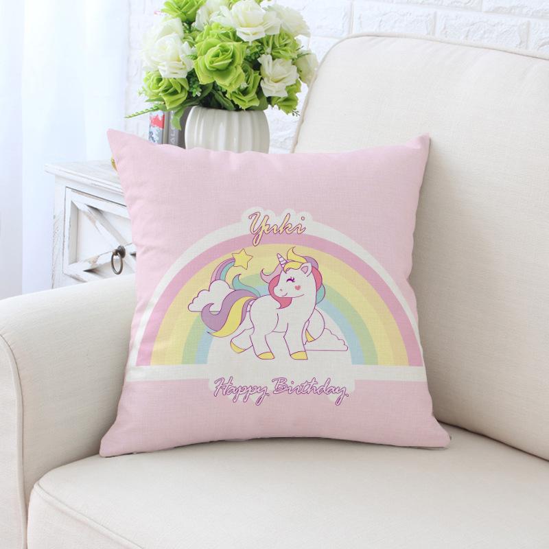 New Unicorn Cushion Cover Hot Polyester Cartoon Unicorn Pillowcase Kids Room Decoration Sofa Couch Throw Pillow Cover Decorative