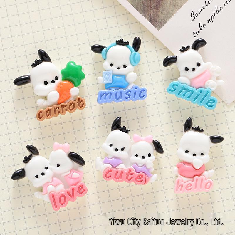 Glossy Pachacco Dog Letter Plate DIY Phone Case Hair Clip Water Bottle Crocs Pendant Decor