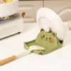 Decorative Kitchen Counter Organizer Cute Bear Pot Lid Holder for Countertop, Multipurpose ABS Plastic Spatula Spoon Rest, Easy Clean Cooking Utensils