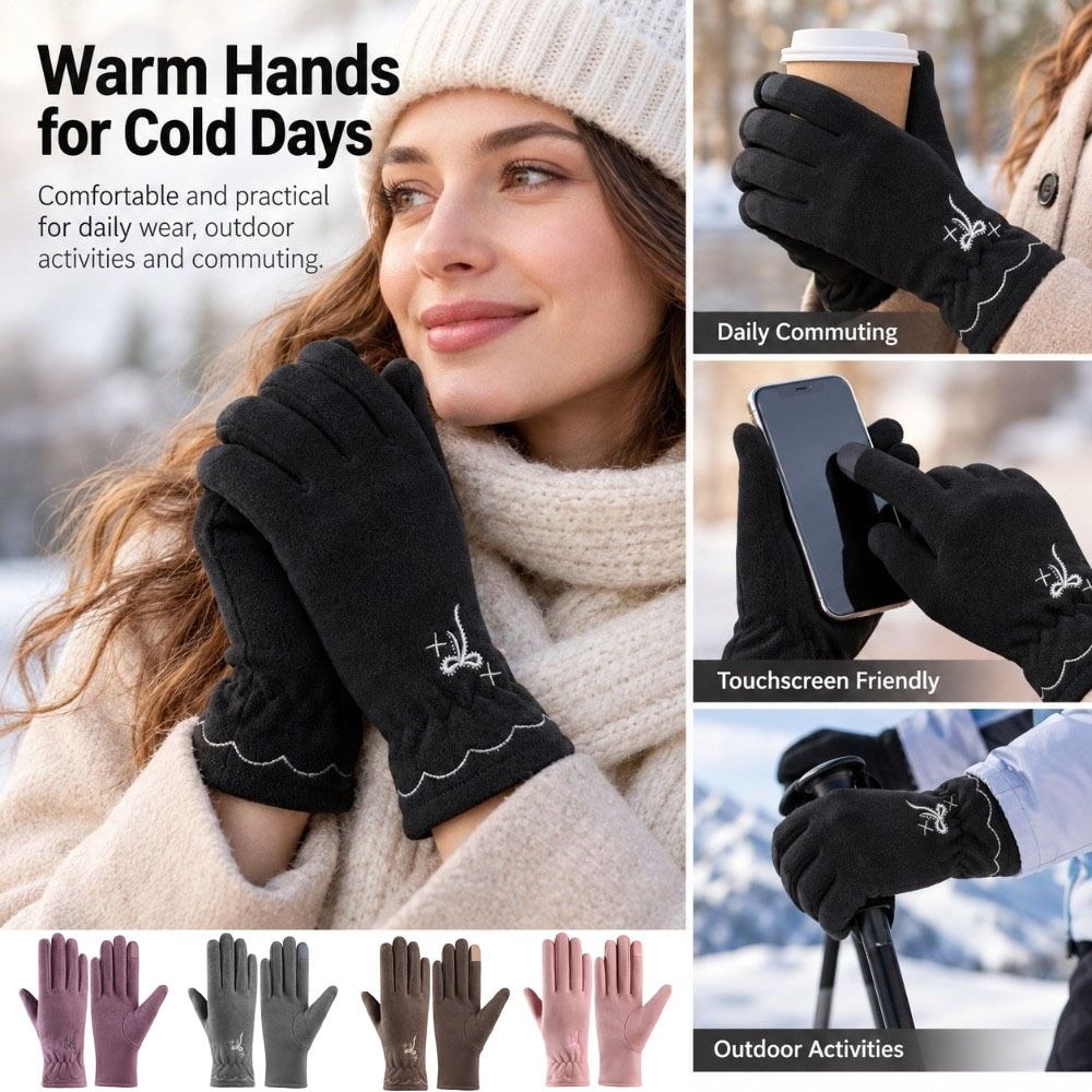 Windproof Cold Proof Touch Screen Gloves Thickened Warm Windproof Mittens  Autumn Winter