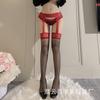 Sex Underwear Red Edge Black Silk Contrasting Color Integrated Suspender Socks Female Sexy Tide Lace Long Tube Over the Knee Ultra-thin