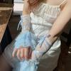 Lace Arm Warmers with Ruffles & Bows, Balletcore Lolita Long Fingerless Gloves for Women, Sweet Gothic Cosplay Costume Accessories