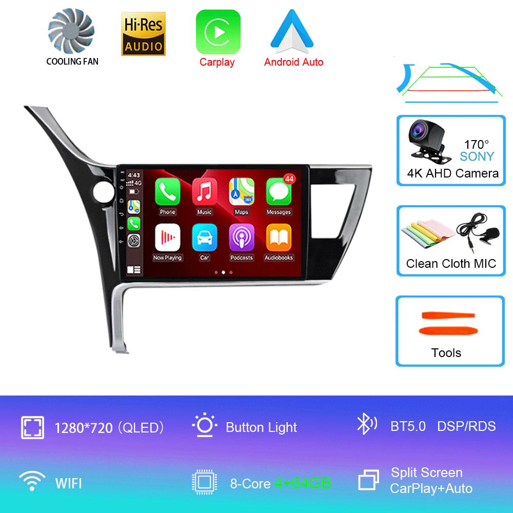 Android 14 Car Stereo Radio For Toyota Corolla 2017-2019 Multimedia Video Player Carplay GPS Navigation 4G WIFI 2 Din 360 Camera