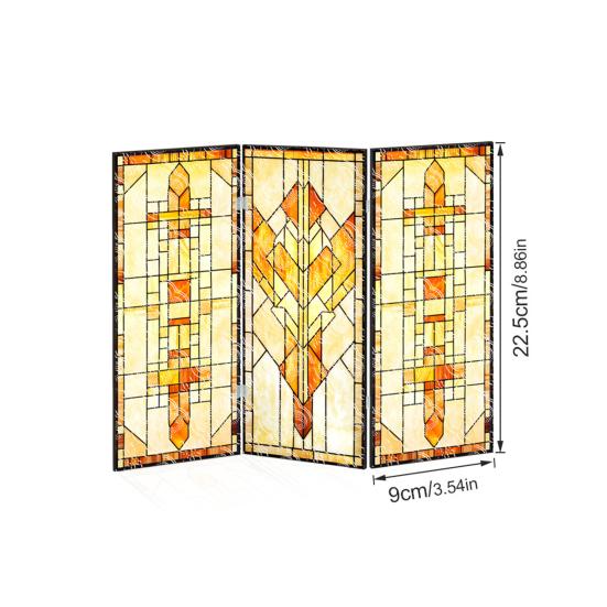 

Мини-декоративный складной экран, эффект витража, 3-панельный разделитель, акриловая настольная складная экранная декорация для дома, гостиной, спальни, офисного стола L