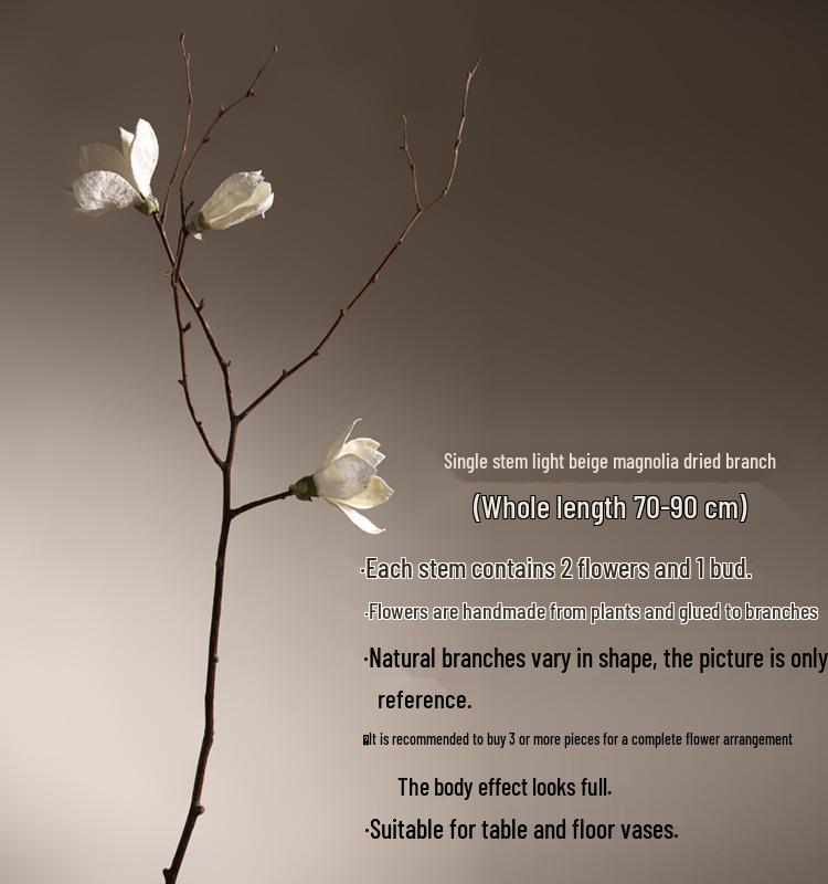 Magnolia Simulation Flower Arrangement: Floor-Standing Dried Branch Bouquet for Bedroom & Living Room Décor