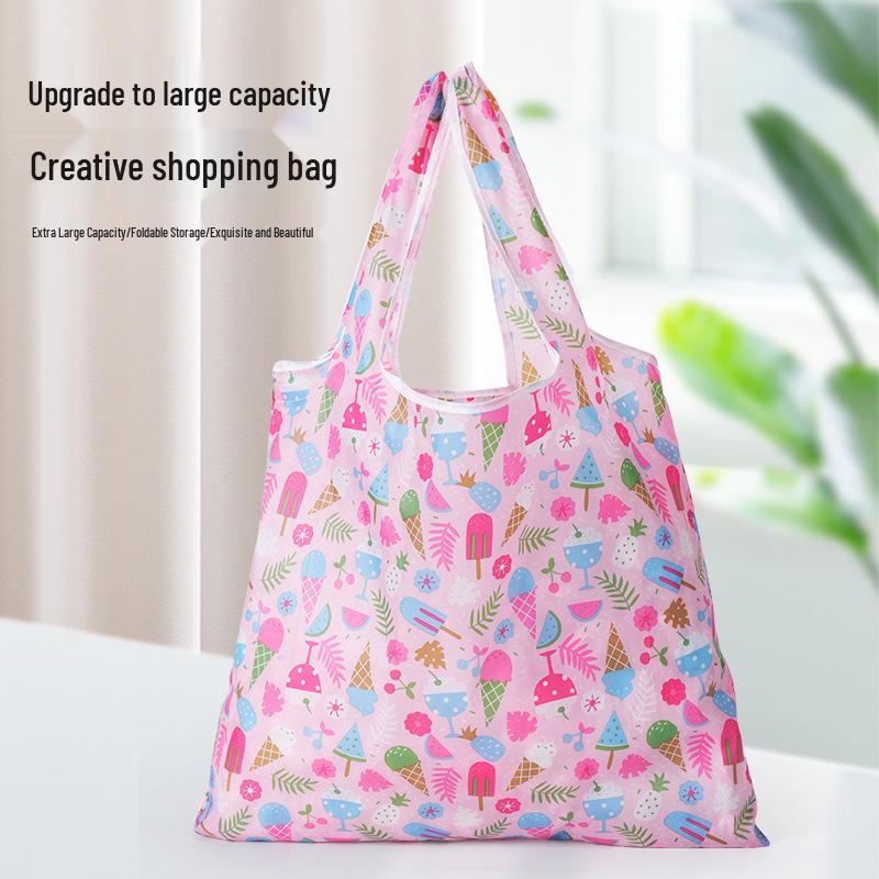 Miljøvennlig Sammenleggbar Shopping- og Oppbevaringspose med Stor Kapasitet - Kreativ Bærbar Trykt Håndveske