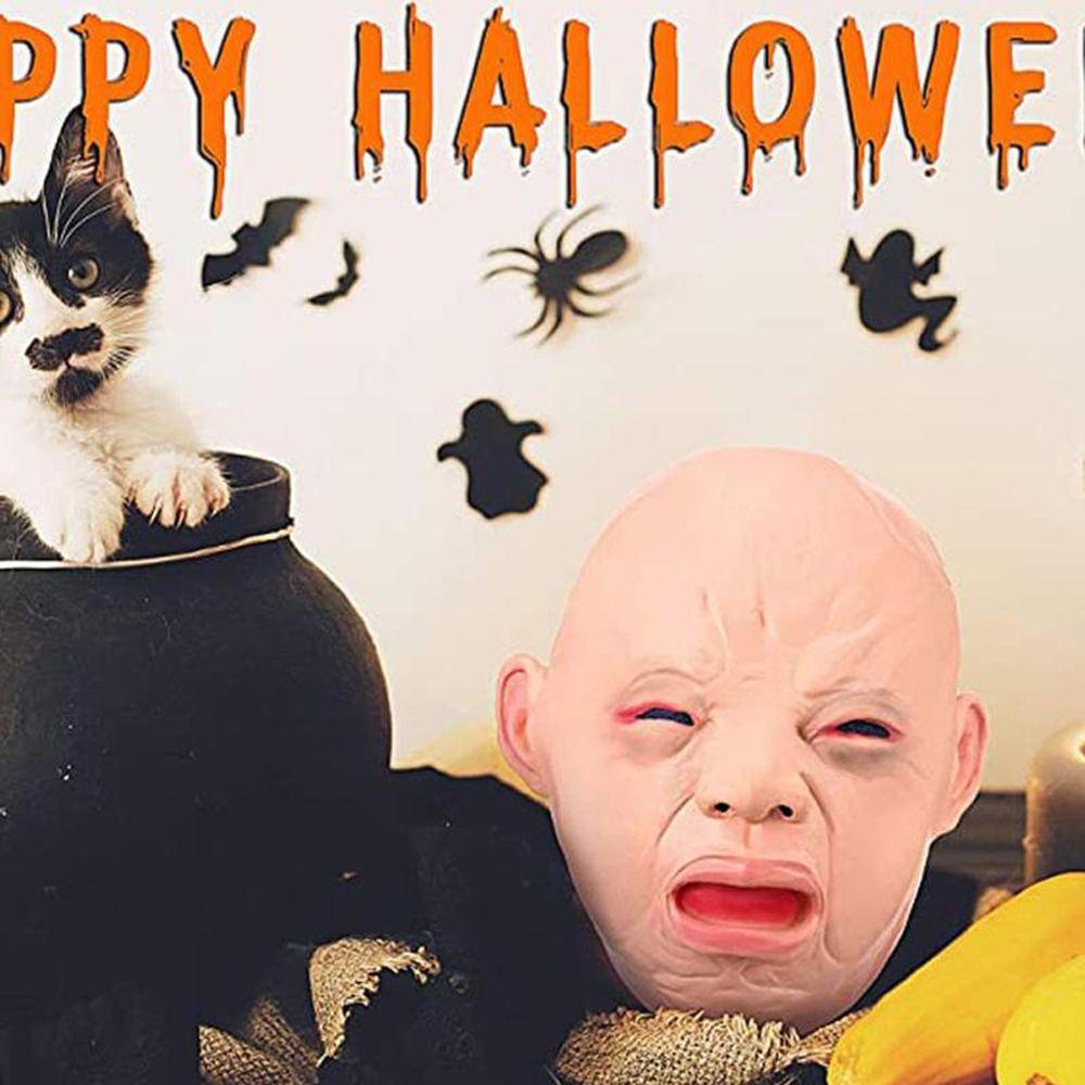 Halloween Costumes Funny Doll Crying Face Mask Full Head for Adults Crying Baby Mask Latex Mask