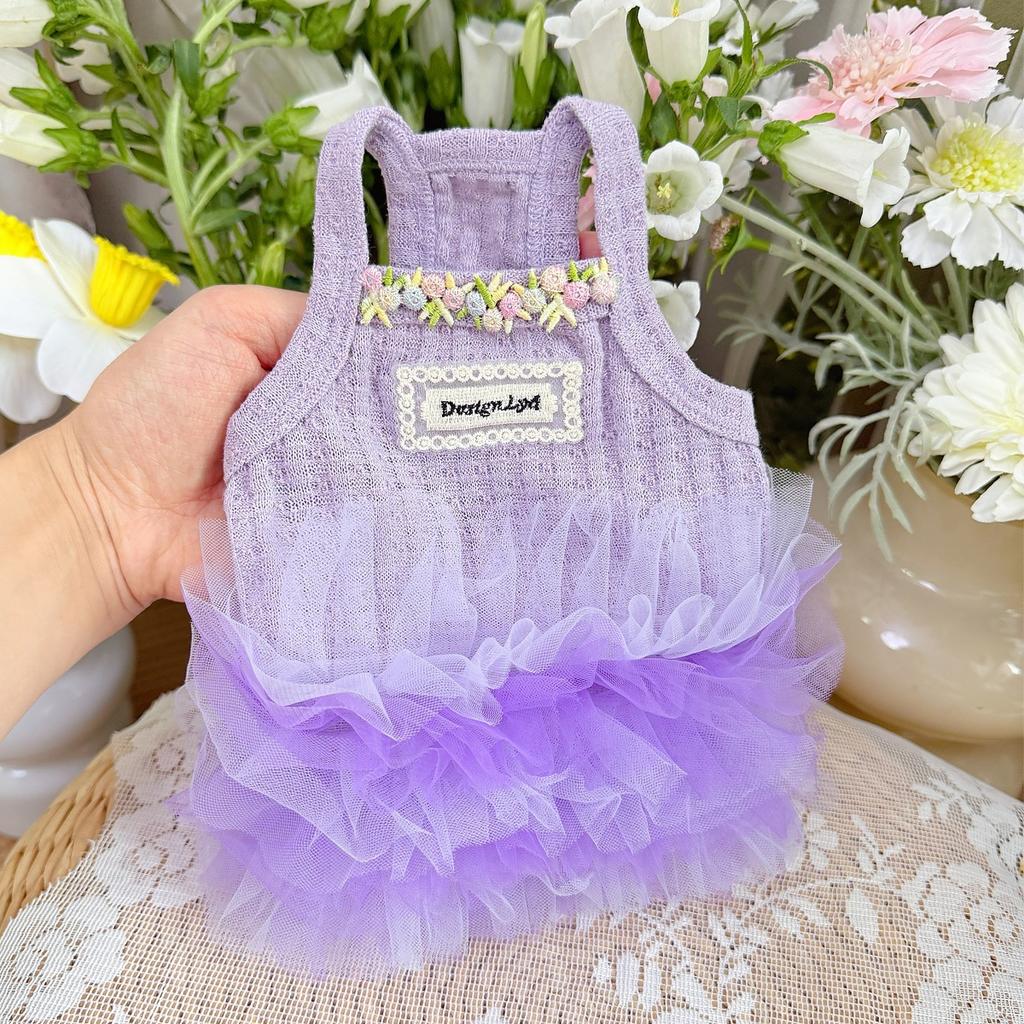 Summer Pet Princess Dress Cat Clothes Spring and Summer Puffy Dress Bichon Teddy Schnauzer Cute Chiffon Dress