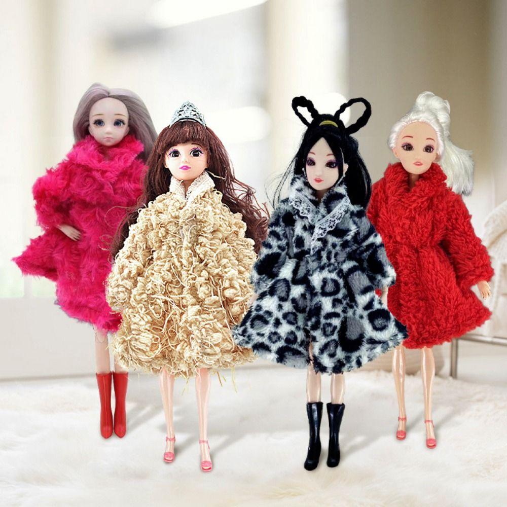 Casual Plush Coat Fashion Tops Dresses Set for 1/6 Doll/29~32cm Doll Clothes Accessories