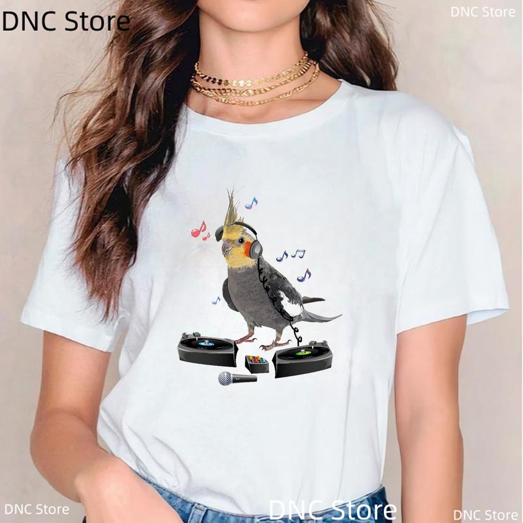 Cute Bird Lover Tees And Gift Ideas Cockatiel Love Bird Lovers Women T-Shirt,Funny T Shirt Femme Summer  White/Pink Tshirt Tops