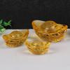 1Pcs 4/5/6/7/8cm Chinese Style Citrine Ingot Gold Crystal Glass Colored Glaze Wealth Money Feng Shui Craft Figurines Home Decor