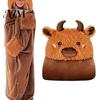Tier-Themen-Decke Tragbarer Hoodie, Übergröße Fleece-Sweatshirt für Erwachsene Halloween-Kostüm Schal Nachtwäsche, Cosplay Plüsch Kapuzen-Umhang Korallenfarbener Hoodie