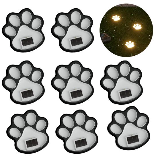 Solar Dog Paw Print Lawn Light, LED Garden Stake Light, Waterproof Outdoor Decorative Footpath Light for Yard Patio, Walkway Landscape Lighting