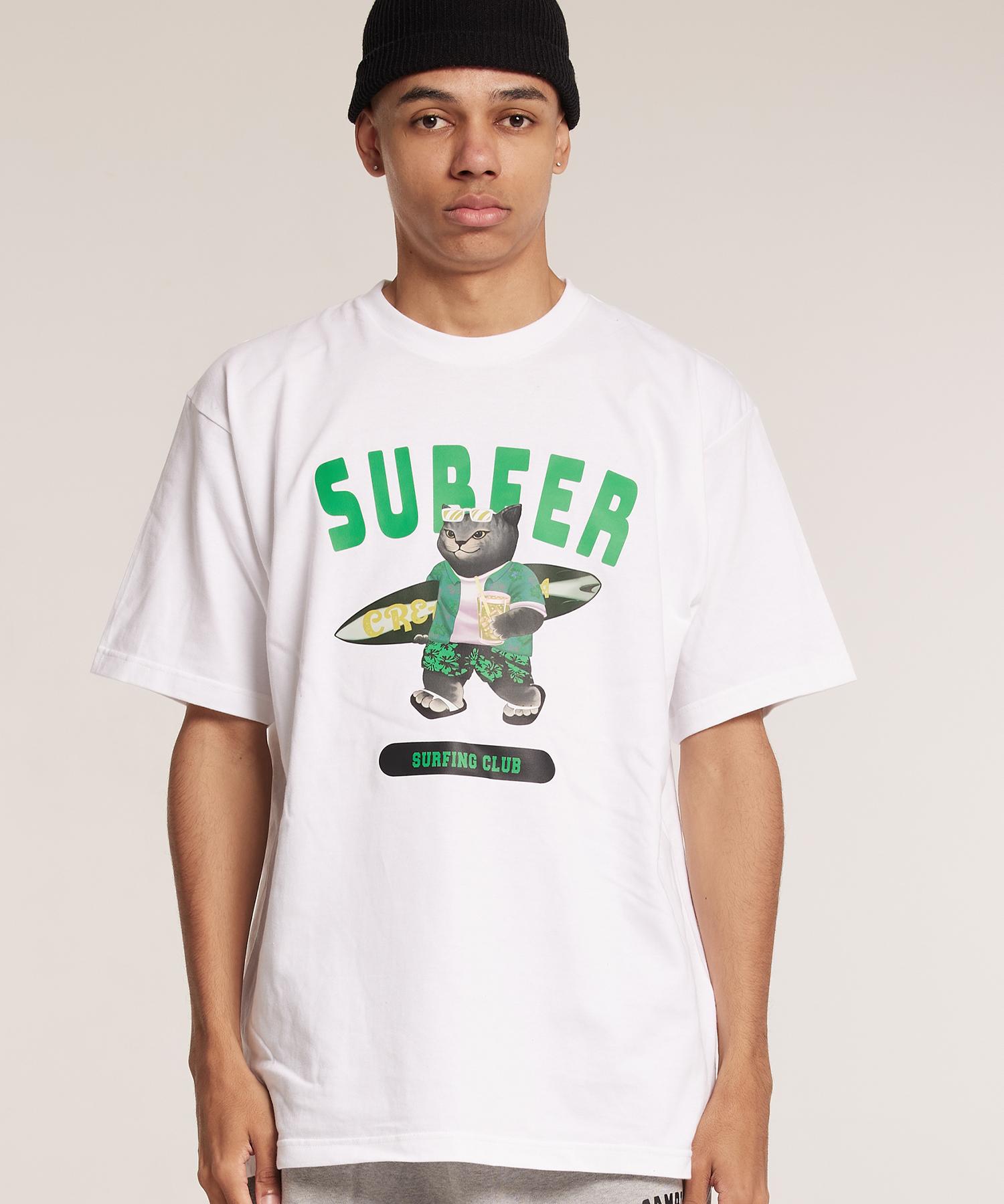 Cream Soda Lab Gray Surfer Short Sleeve Tee White Green Xxl