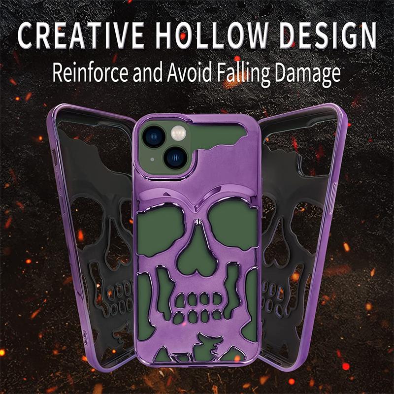 Custodia Anime placcata opaca fredda con teschio cavo per IPhone 14 13 12 11 Pro Max Plus 14Pro 13Pro IPhone 11 Skeleton Deisgn Custodia protettiva