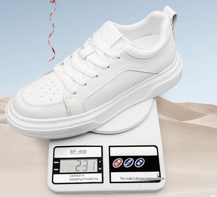 Men's 8CM Height Increasing White Sneakers - Large Size, Thick Sole, Casual Sports Shoes