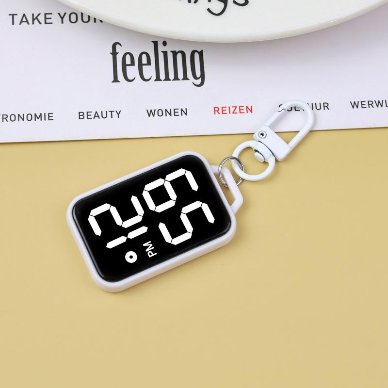 1Pc LED Keychain Pocket Watch Digital Display Electronic Watch For Youngster Student Backpacks Keys Pendant Timepiece Present