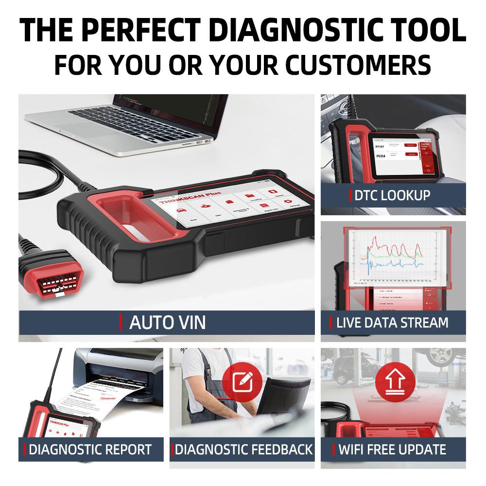 Thinkscan Plus S7/S6/S5/S4 Diagnostic Tools Diagnose 7 System 5 Reset Free Lifetime Autotools Car Obd2 Scanner Code Reader Tools