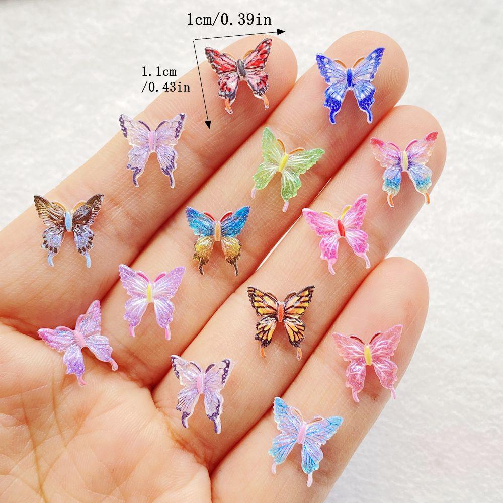 50pcs Resin Cute Mini cartoon Colorful Butterflies Nail Art Flatback Scrapbook DIY Wedding Applique Jewelry Accessories Crafts
