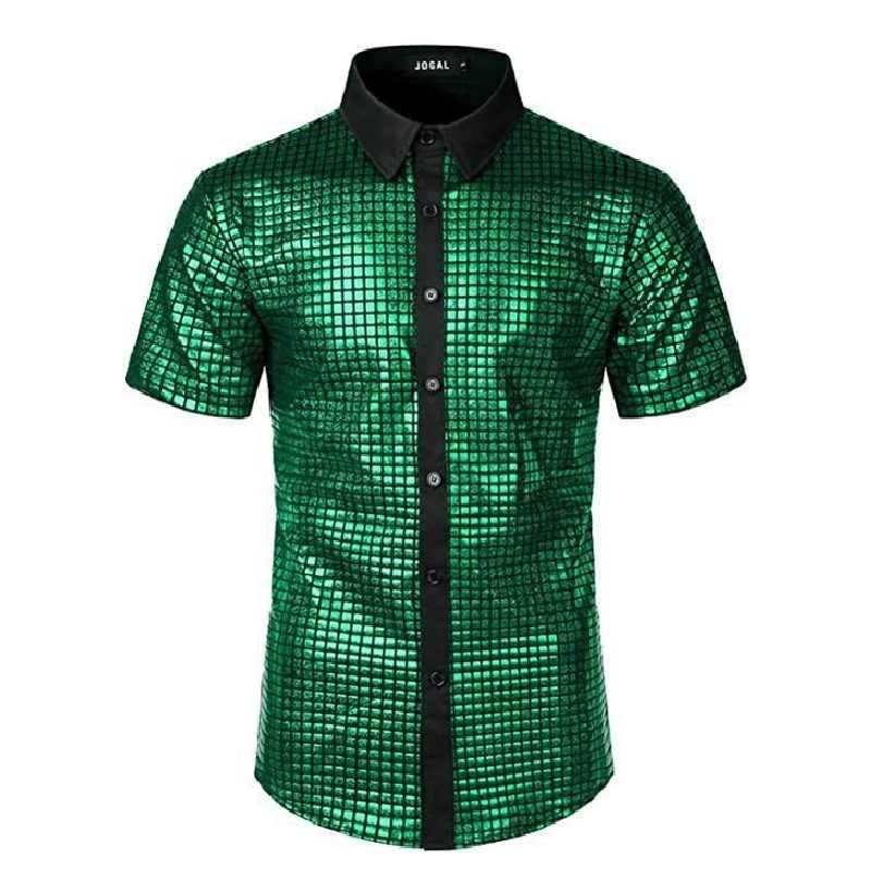 Camisa de Vestir Retro Disco de los 70 para Hombre con Tejido de Poliéster para Cosplay y Ropa de Fiesta