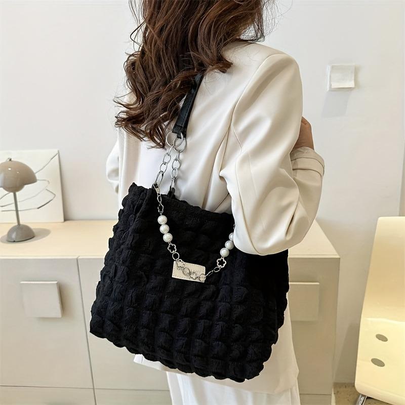 Sommerlich frisch und süß, geraffte Bubble-Cloud-Schultertasche, geräumige Tragetasche für Ausflüge und Pendeln, modische weiche Damenhandtasche