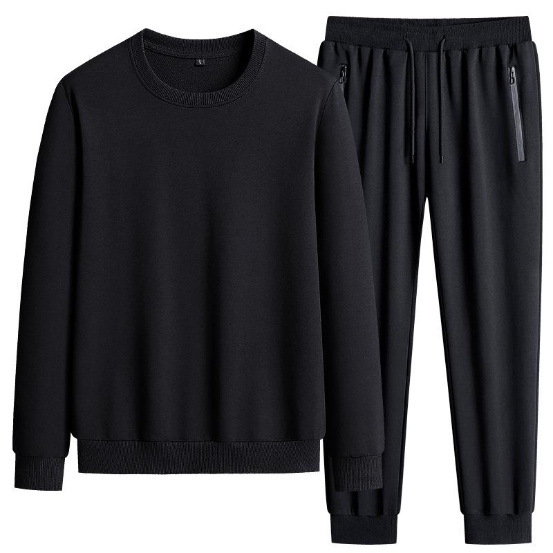 Autumn Large Size Casual Sports Suit Fashion Men's Long Sleeve Round Neck Loose Sweater Two Piece Set