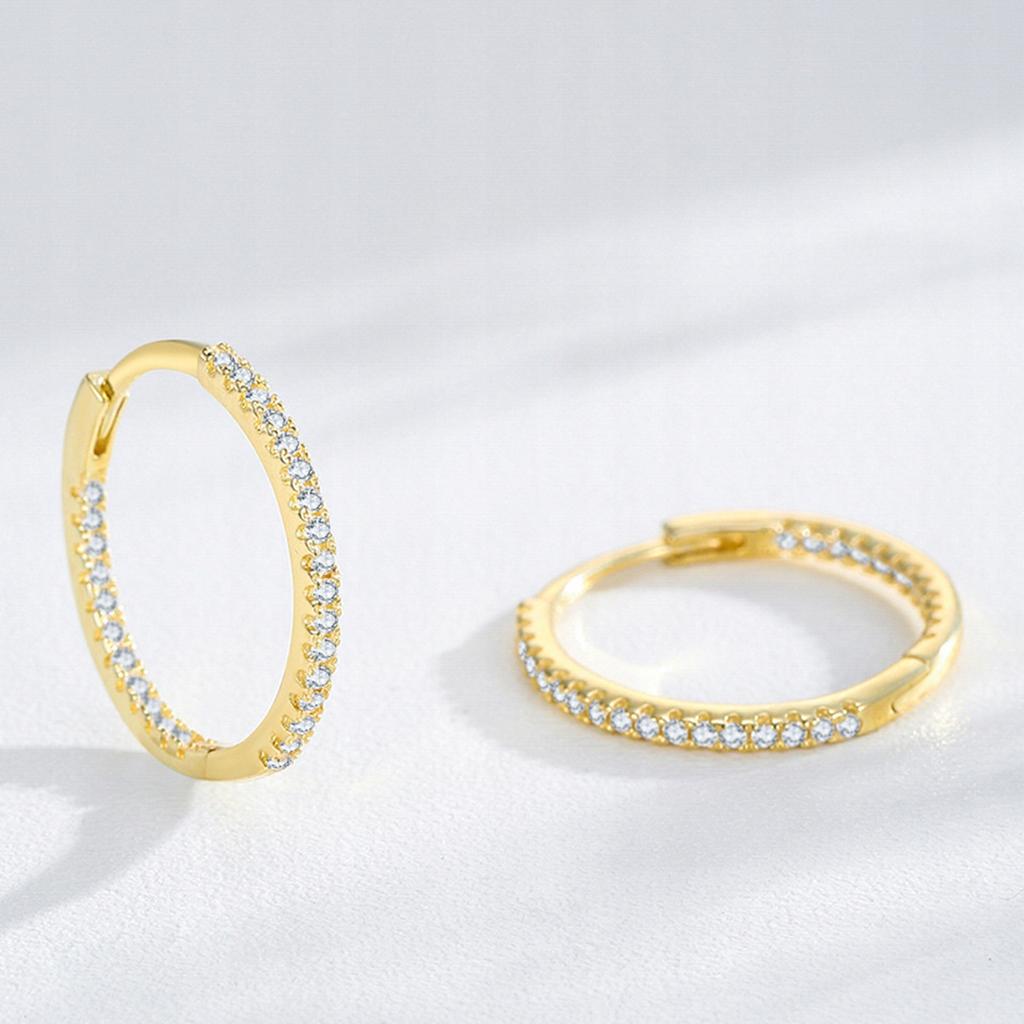 Fraise Earrings Hoops With Cubic Zirconia, S925, 14K Plated