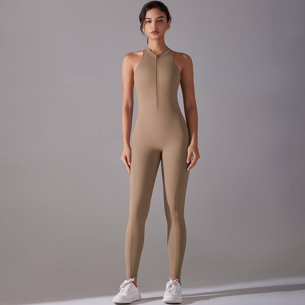 One Piece Zipper One-Piece Yoga Suit Women'S Sports Bodysuit With Hollowed Out Beautiful Back Running And Fitness Suit One-Piece Suit Women