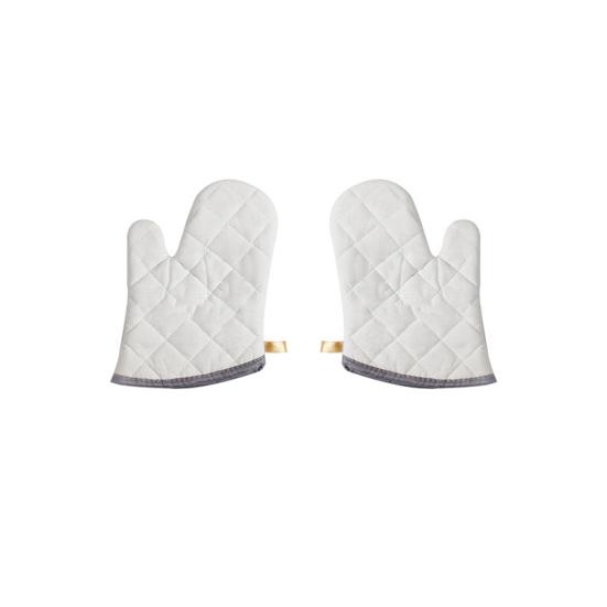 1 Pair Oven Gloves Thick Heat Resistant Anti-scald Hands Protecting Fabric Oven Mitt for Baking S