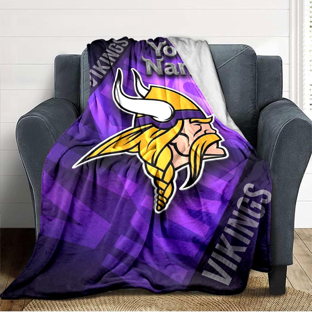 Name Custom Minnesota Vikings Logos Print Flannel Blanket High Quality Warm Comfortable Cover for All Seasons Perfect for Gifts Home Decor