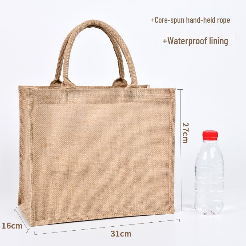 Custom DIY Hand-Painted Jute Burlap Tote Bag by MUJI
