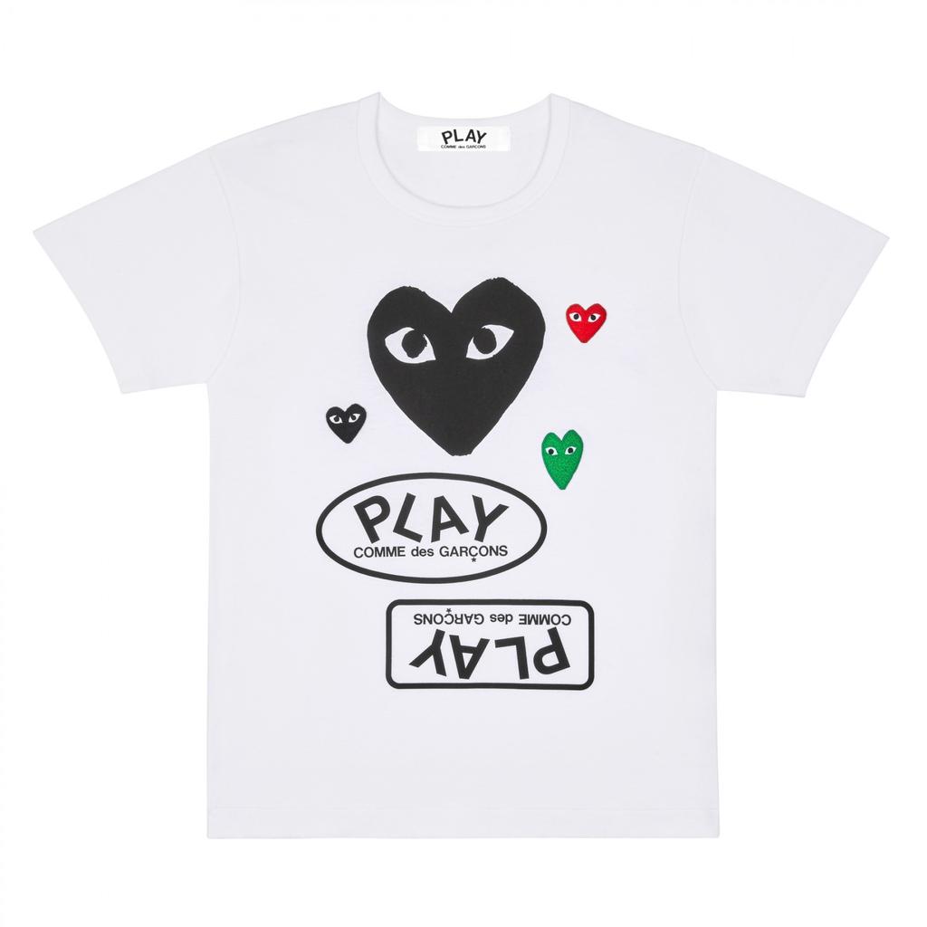 Unisex Crew Neck Short Sleeve Loose Fit Casual T-Shirt Colorful Heart Digital Print Basic Top