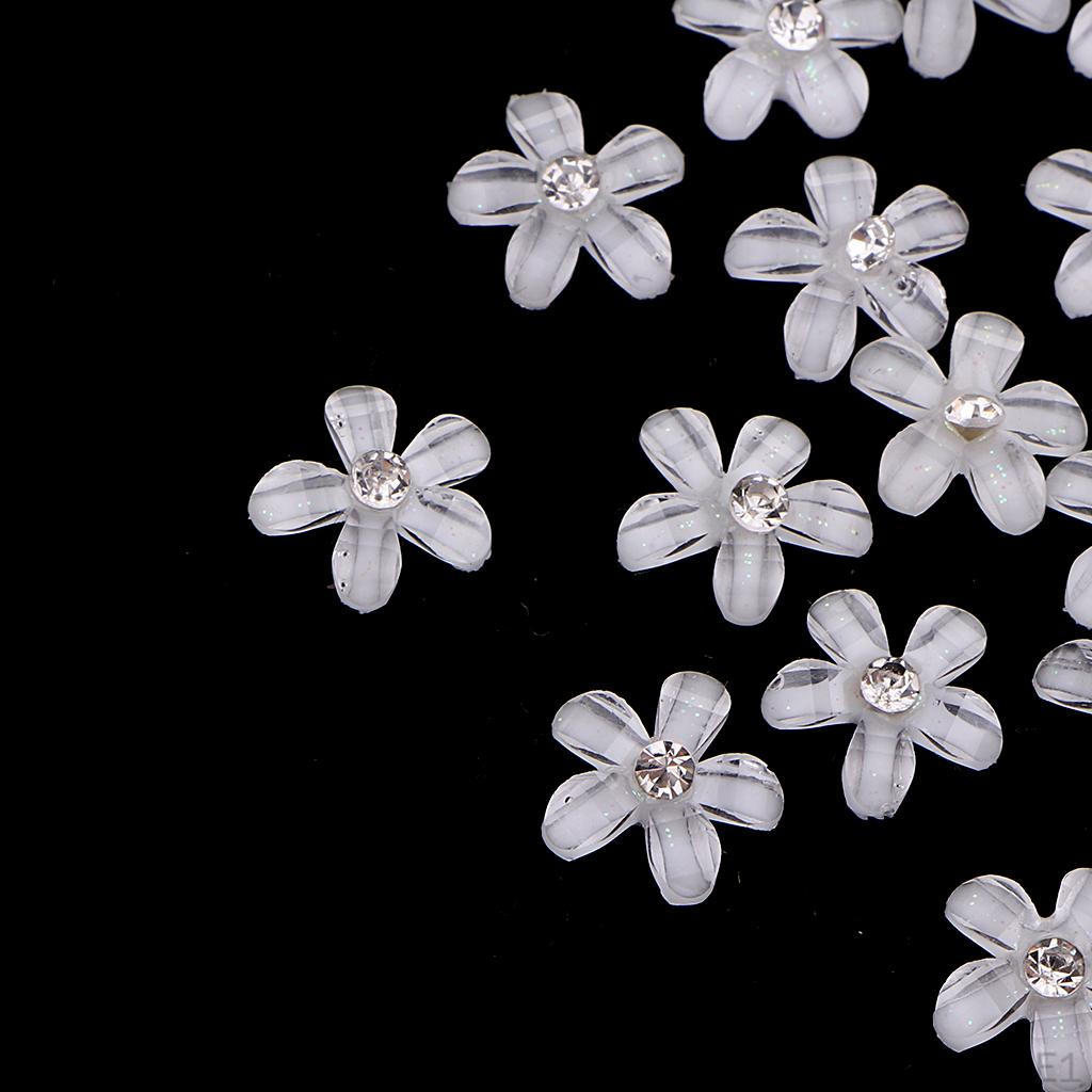 DIY 20pcs 9mm(0.4in) Mini Resin Flowers With Shiny Rhinestone Flatback Buttons