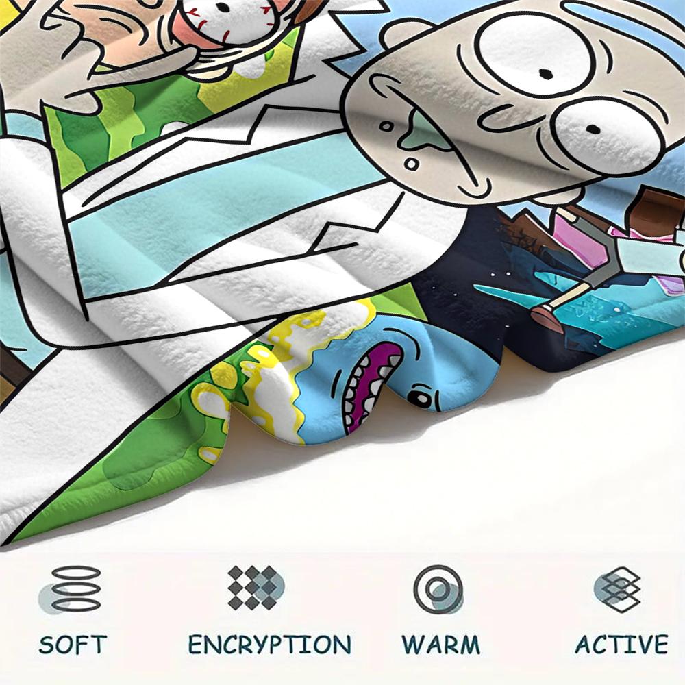 1 Stück Rick und Morty Print Flanelldecke, Hohe Qualität, Bequem für alle Jahreszeiten, Heimdekoration, Wärme und Komfort, Perfekt für Geschenke
