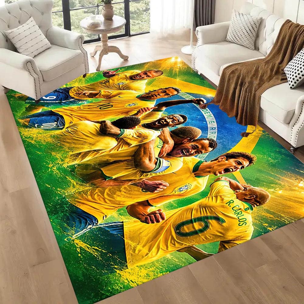 Brazilian Footballer Number Ten Square Rugs Are a Great Choice for Living Rooms, Bedrooms, Home Décor, and As Gifts.