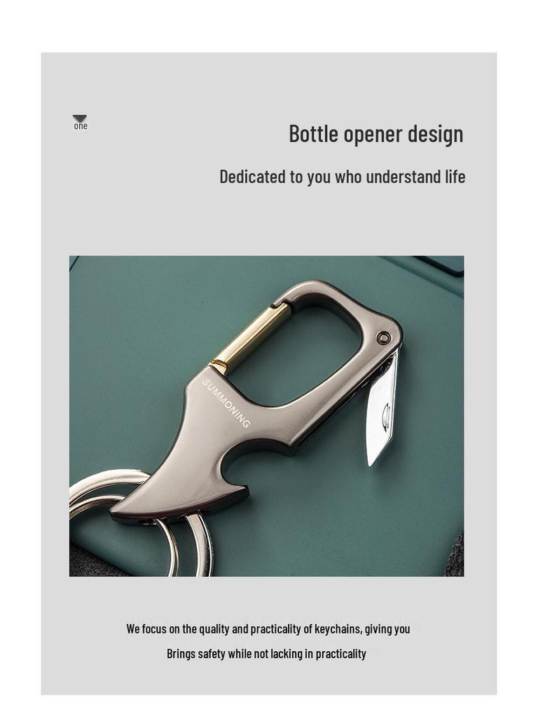 Men's Waist-Mounted Keychain with Box Cutter, Creative Key Ring, Anti-Lost Phone Number Tag Pendant