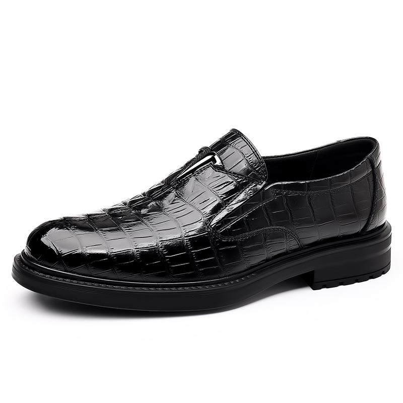 

Мода 2025 Итальянский бренд Мужские лоферы Высококачественные туфли в стиле business casual с крокодиловым узором для мужской моды Новые модные туфли 38 чёрный