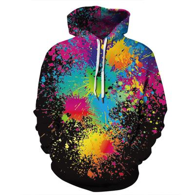Hot Selling New Digital Printed Graffiti Men's Plus Size Casual Hooded Sweatshirt Pullover for Autumn and Winter In Europe and America
