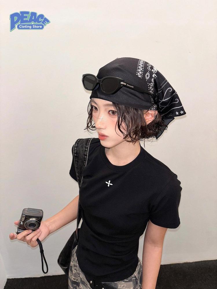 Punk Style Cross Slimming Shirt for Woman Hot Girl Short T-shirt Summer Fashion Casual Comfy Short Sleeve Top 2000s Clothes Y2k
