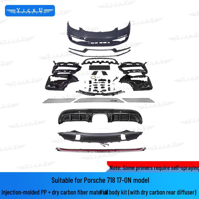Porsche 718 GTS Front Bumper Assembly & Rear Lip Kit with Tail Light Injection Molded PP