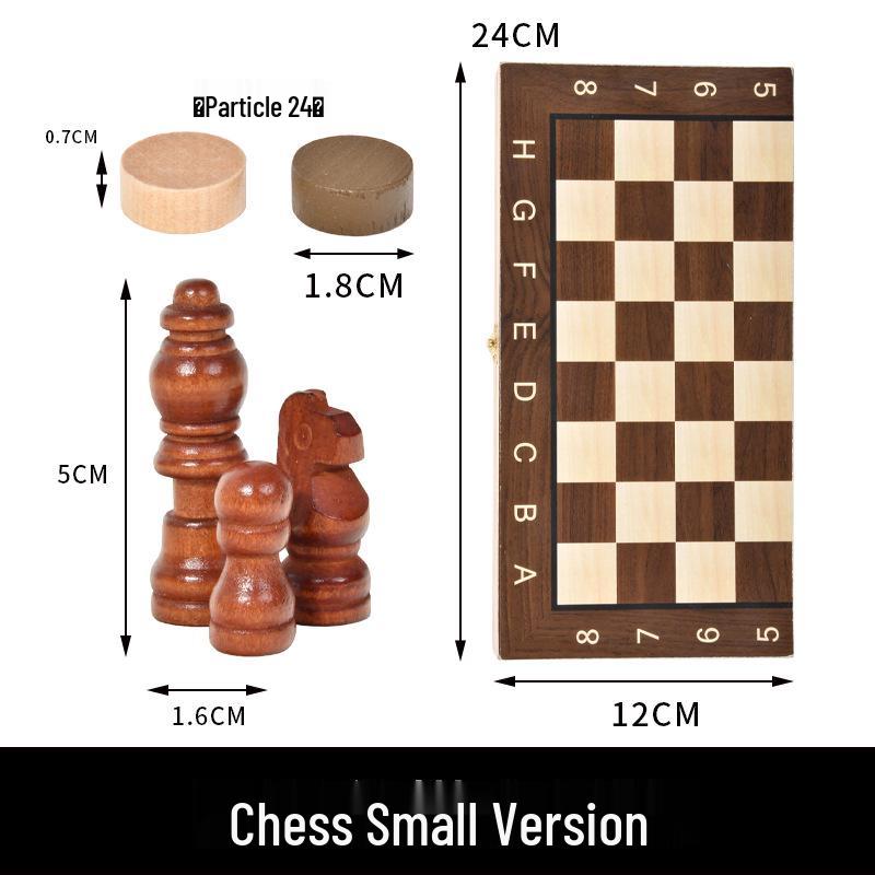 Faltbares tragbares Holz-Brettspiel-Set: Schach, Backgammon, Dame - Lernspielzeug.