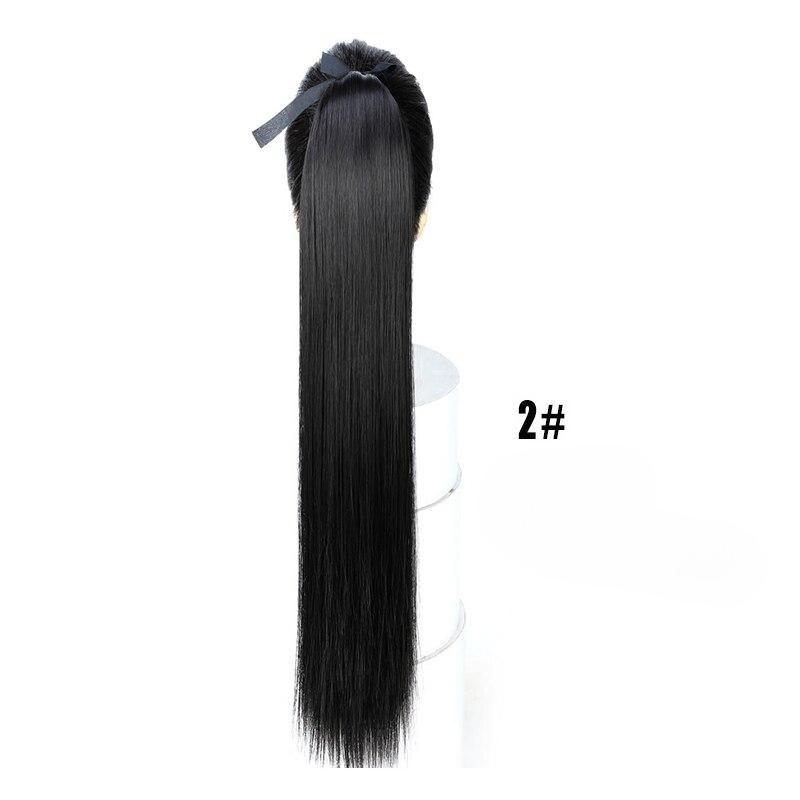 Parochňa do copu 80CM Extra dlhá rovná šnúrka so šnúrkou Cop Syntetické predlžovanie vlasov Čierna Hnedá Copík z tepelne odolného vlákna LUPU