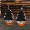 Teardrop Multicolor Leather Christmas Tree Earrings - Retro Style