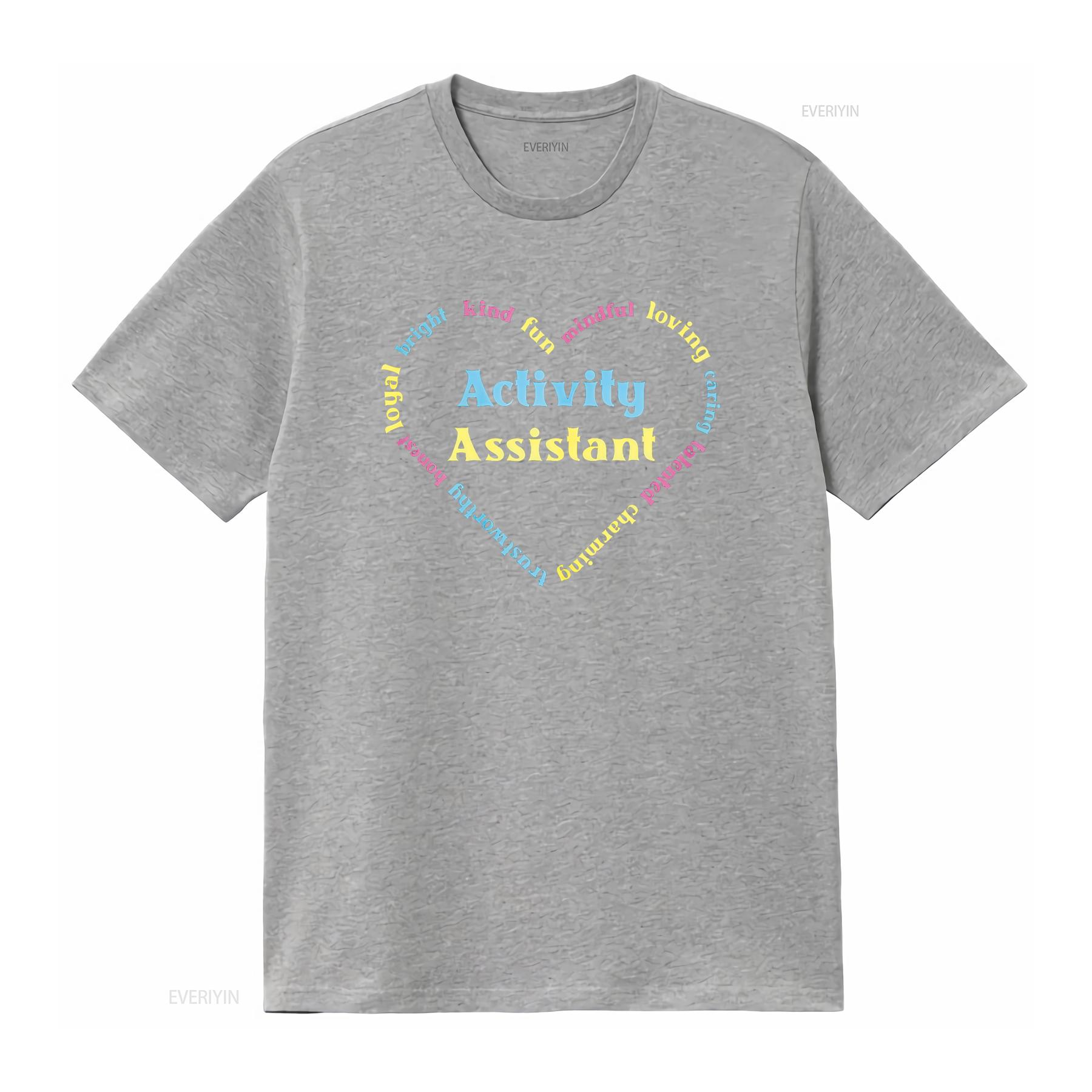 

Activity Assistant T Shirt vintage Washed Top For Everyday Wear designer clothes homme streetwear Casual Stylish Soft Slightly S