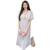 2026 Women's Sweet Casual Mid-Length Plus Size Striped V-Neck Short-Sleeve Nightgown