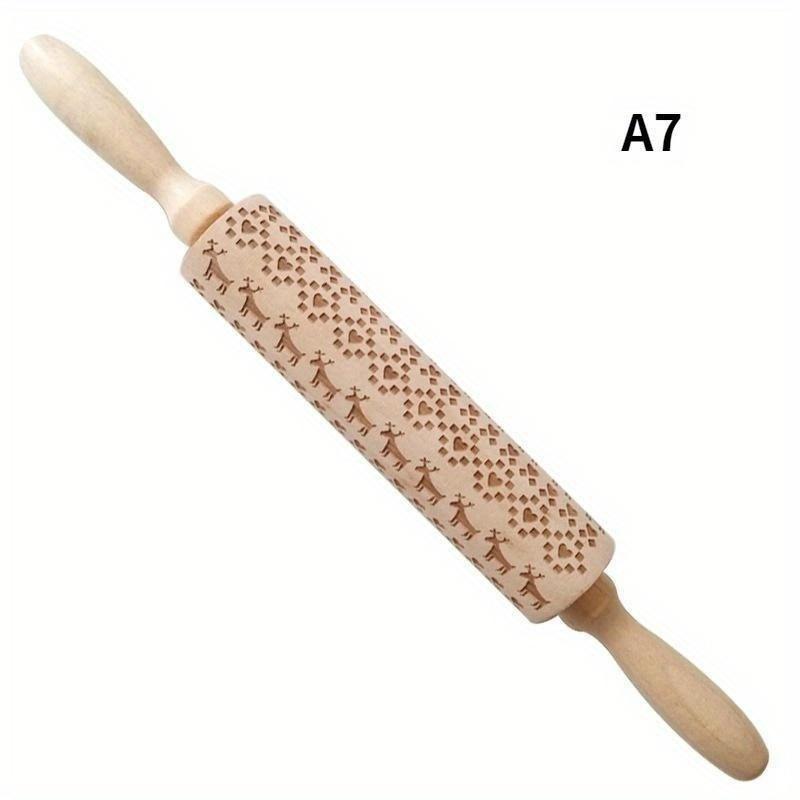 1 stk Tre Juleutskrift kjevle Treutskjæringer Preging Elg Snøfnugg Juletre Snømann kjevle 8stiler alternativer