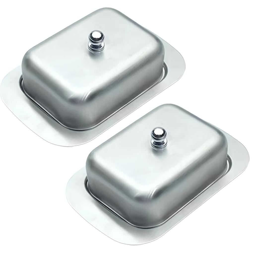 D5 Stainless Steel 1PC Butter Dish with Lid Double Covered Butter Tray Butter Dish Convenient Butter Tray for Kitchen Dinnerware