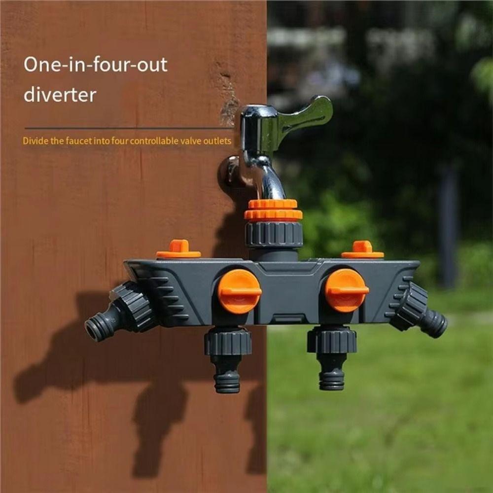 Four Independent Switches Hose Diverter Faucet Hose Connector One In Four Out  Outdoor Watering